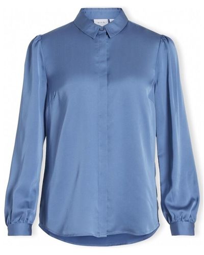 Vila Blouses Noos Shirt Ellette Satin - Coronet Blue - Bleu