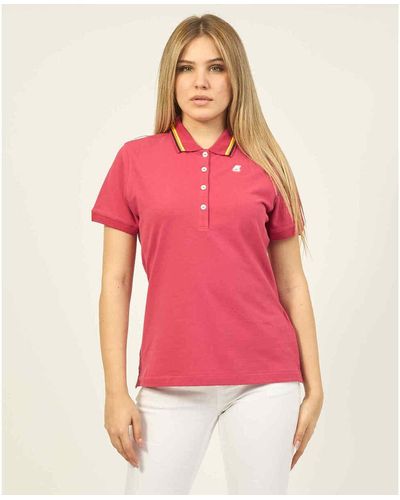 K-Way T-shirt Polo Jeannine en coton piqué - Rose