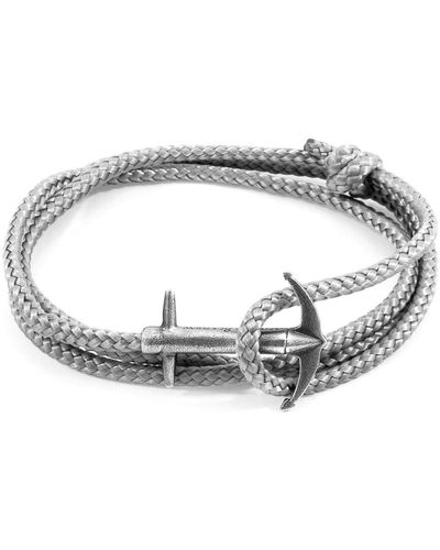 Anchor and Crew Bracelets Bracelet Ancre Admiral Argenté Et Corde - Gris
