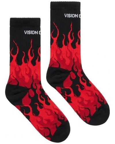 Vision Of Super Chaussettes Chaussettes Avec Flammes Rouges