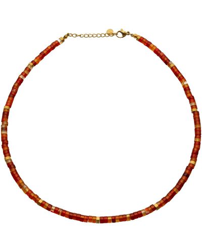 Sixtystones Collier Collier Chakra Perles Heishi Agate -45 cm - Rouge