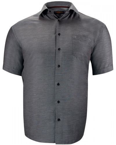Doublissimo Chemise chemisette forte taille a tissu armure quotidiano gris