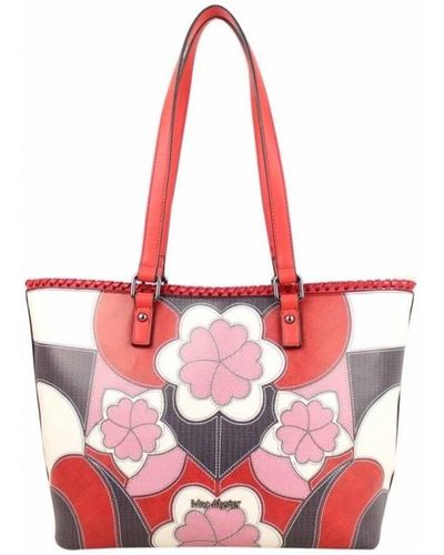 Mac Alyster Cabas Sac shopping Impression rouge motif fleur