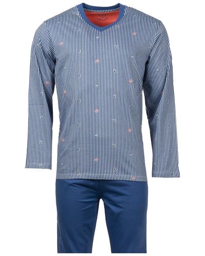 Christian Cane Pyjamas / Chemises de nuit Pyjama long coton Wind - Bleu