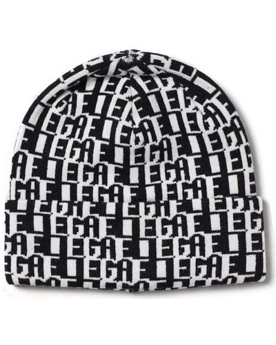 Gaelle Paris Bonnet Bonnet tricot avec logo all-over - Noir