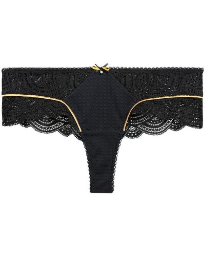 Pommpoire Shorties & boxers Shorty string noir/moutarde Couleur Café