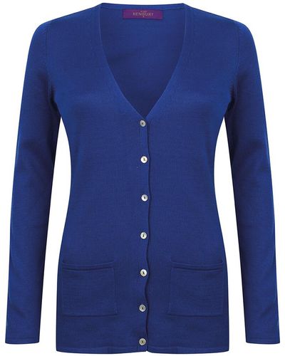 Henbury Gilet Fine Knit - Bleu