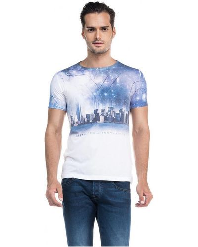 Salsa Jeans T-shirt T-Shirt 113384 Blanc - Bleu