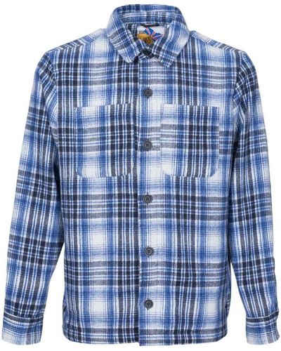 Harrington Chemise Sur-chemise mixte à carreaux - Bleu