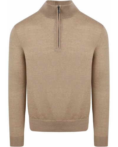 Suitable Sweat-shirt Merino Half Zip Sweater Beige - Marron