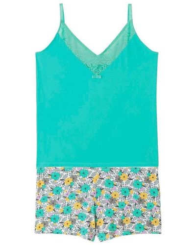 Pommpoire Pyjamas / Chemises de nuit Top short turquoise Roulotte - Bleu