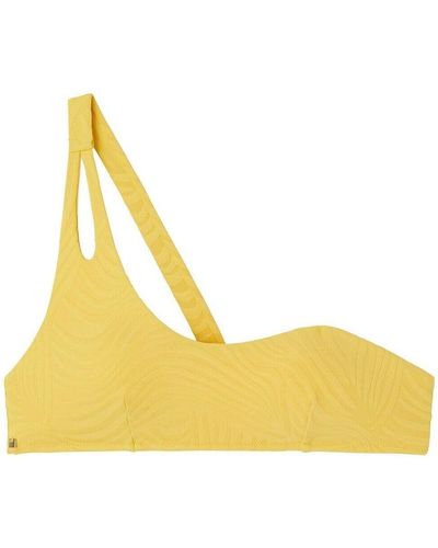 Pommpoire Maillots de bain Haut de maillot de bain one shoulder jaune Mykonos