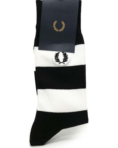 Fred Perry Socquettes Fp Striped Socks - Noir