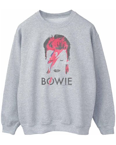 David Bowie Sweat-shirt Aladdin Sane Distressed - Gris
