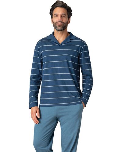 EMINENCE Pyjamas / Chemises de nuit Pyjama long col T Coton Bio - Bleu
