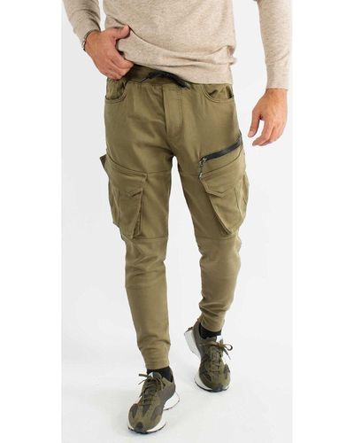 Hollyghost Chinots Pantalon cargo multi-poches kaki - Vert