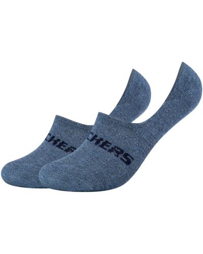 Skechers Socquettes 2PPK Mesh Ventilation Footies Socks - Bleu