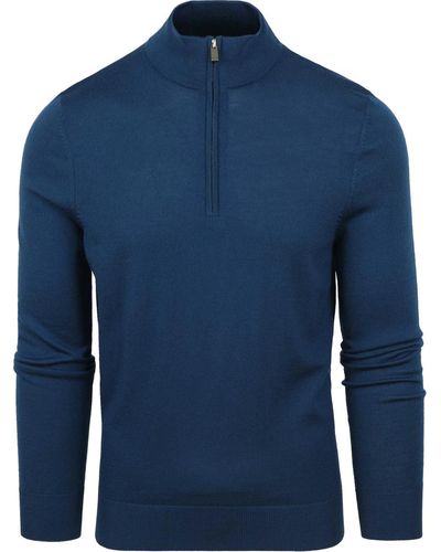 Suitable Sweat-shirt Merino Half Zip Sweater Indigo Blue - Bleu
