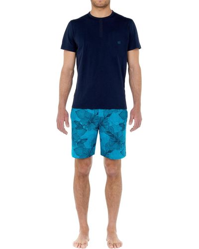 Hom Pyjamas / Chemises de nuit Pyjama coton court - Bleu