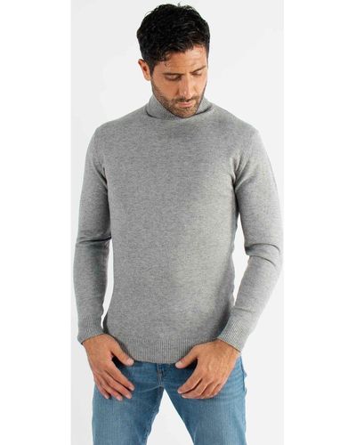 Hollyghost Pull Pull col roulé gris en touch cashemere unicolore