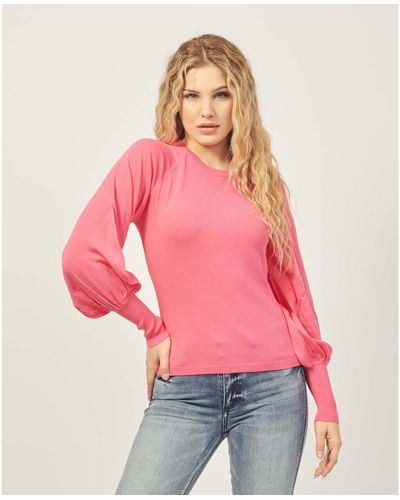 Yes-Zee Pull pull col rond à manches bouffantes - Rouge