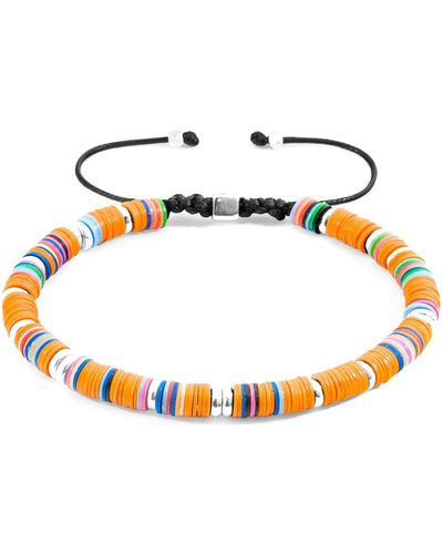 Anchor and Crew Bracelets Bracelet Macramé Kivu Argent Et Disque De Vinyle - Orange
