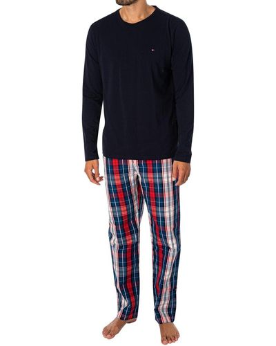 Tommy Hilfiger Pyjamas / Chemises de nuit Ensemble pyjama tissé à manches longues - Bleu