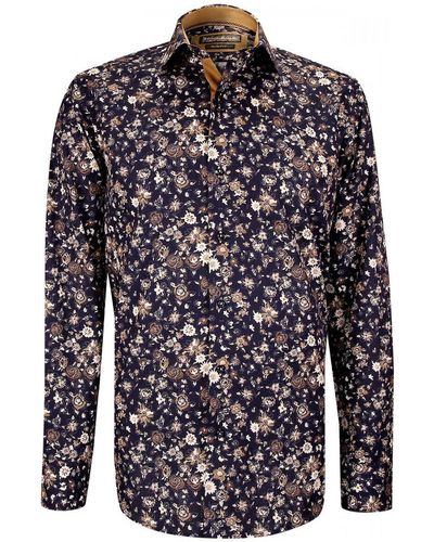 Emporio Balzani Chemise chemise cintree tissu imprime fiora bleu