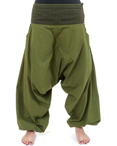 Fantazia Pantalon Pantalon sarwel mixte ethnique imprime retro Nadehu - Vert