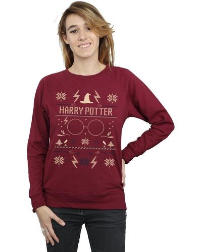 Harry Potter Sweat-shirt Christmas Pattern - Rouge