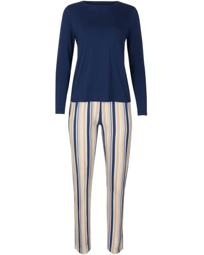 Lisca Pyjamas / Chemises de nuit Pyjama tenue d'intérieur pantalon top manches longues Maxine - Bleu