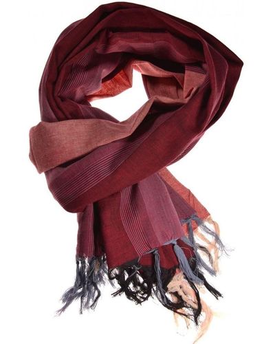 Fantazia Echarpe Cheche foulard coton basic bordeau rose gris - Rouge