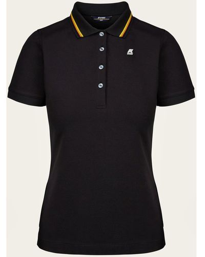 K-Way T-shirt Polo Jeannine en coton piqué - Noir