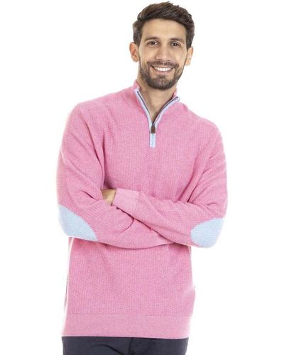 Gentleman Farmer Pull manches longues col camioneur laine LYSE Pull - Rose