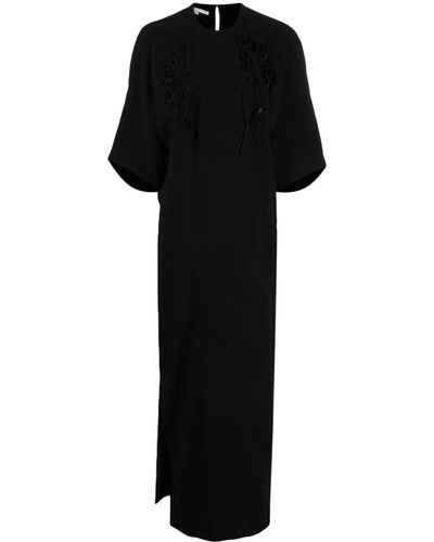 Stella McCartney Broderie-anglaise Floral Long Dress - Black