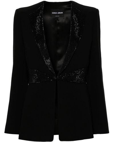 Giorgio Armani Rhinestone-embellished Blazer - Black