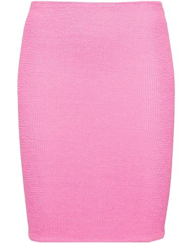 Hunza G Ruched Textured Miniskirt - Pink