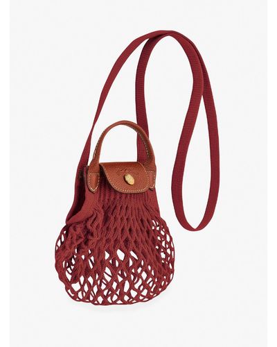 Longchamp `Le Pliage Filet` Extra Small Mesh Bag - Rosso