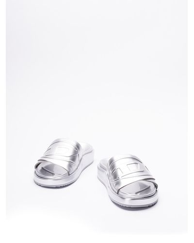 DIESEL `Sa-Slide D Oval W` Slide Sandals - Bianco
