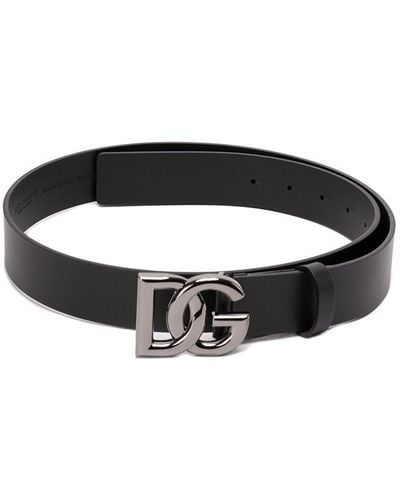 Dolce & Gabbana `Dg` Logo Buckle Belt - Black