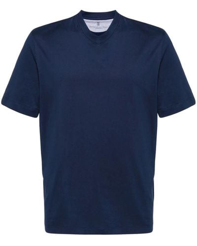 Brunello Cucinelli V-Neck T-Shirt - Blue