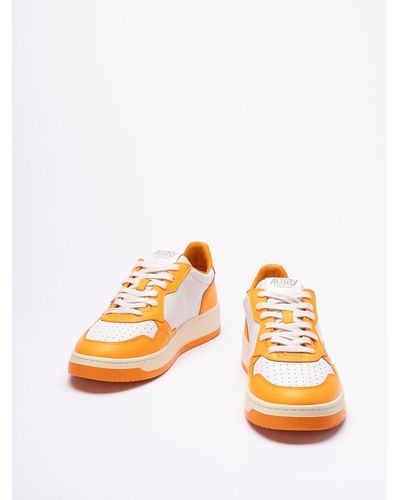 Autry `Medalist Low` Leather Sneakers - Arancione