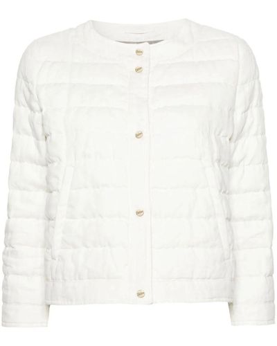 Herno Round-neck Down Linen Jacket - White