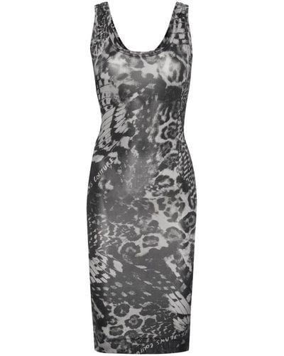 Versace `Organzino` Animalier Print Mini Dress - Black