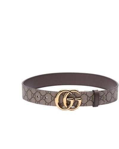 Gucci `Gg Marmont` Reversible Wide Belt - White