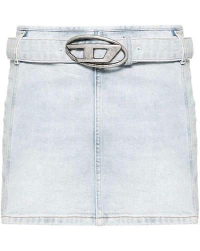 DIESEL De-flip-s Logo-buckle Denim Skirt - Blue