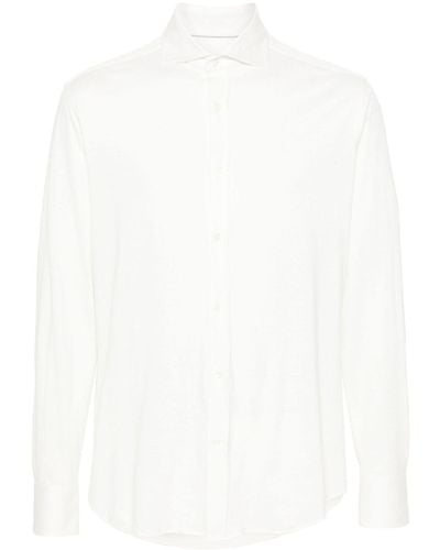 Brunello Cucinelli Spread-collar Textured Shirt - White
