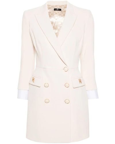 Elisabetta Franchi Double-breasted Blazer Dress - Natural