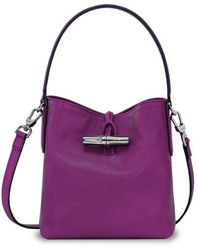 Longchamp `Roseau Essential Colors` Extra Small Bucket Bag - Purple
