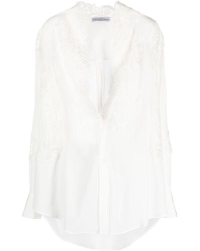 Ermanno Scervino Floral-lace Silk Shirt - White